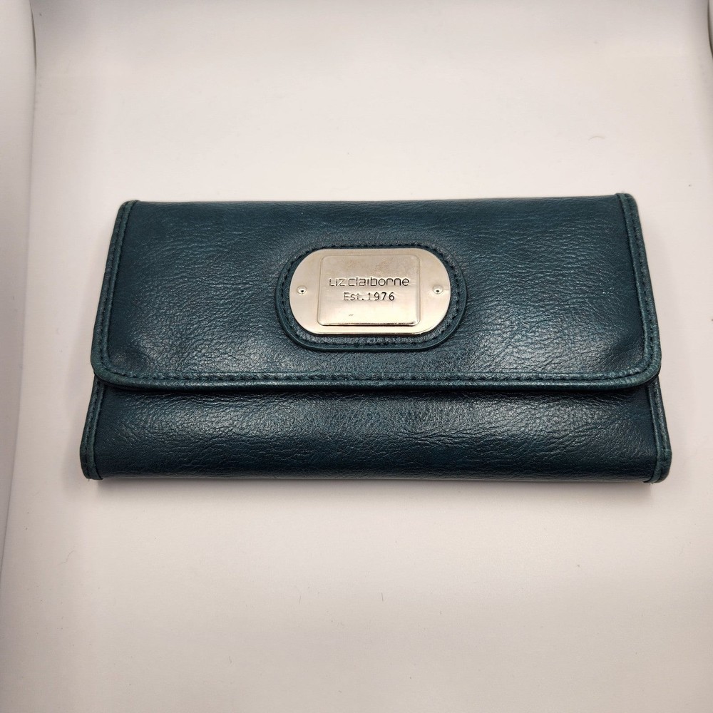 Liz Clairborne Green Teal Tri-fold Wallet